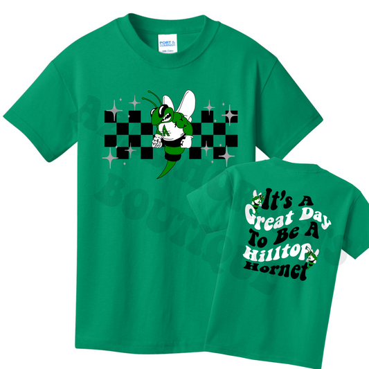 Youth Azle It's A Great Day To Be A Hilltop Hornet T-Shirt (Front/Back design)