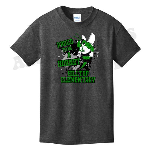 Youth Paint Splatter "Proud to be a Hornet Hilltop Elementary" Azle Hornets T-Shirt