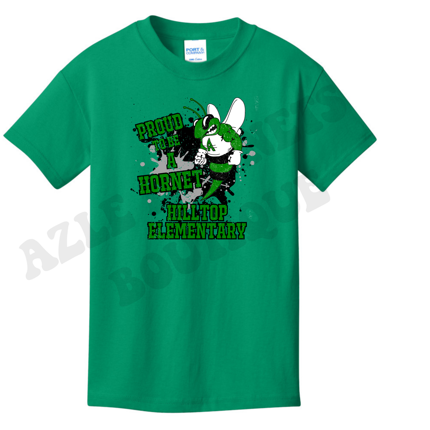 Youth Paint Splatter "Proud to be a Hornet Hilltop Elementary" Azle Hornets T-Shirt