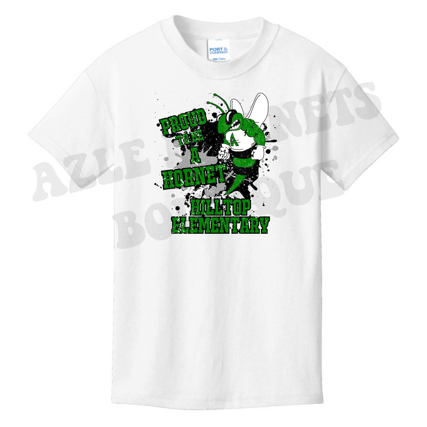 Youth Paint Splatter "Proud to be a Hornet Hilltop Elementary" Azle Hornets T-Shirt